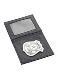 Black ID wallet with silver police badge