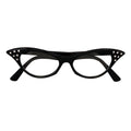 Black cat-eye 50s style glasses with diamante corners