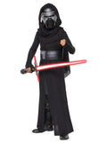 Boy in the Star Wars Kylo Ren Deluxe hooded robe with a large cowl, black belt and moulded mask