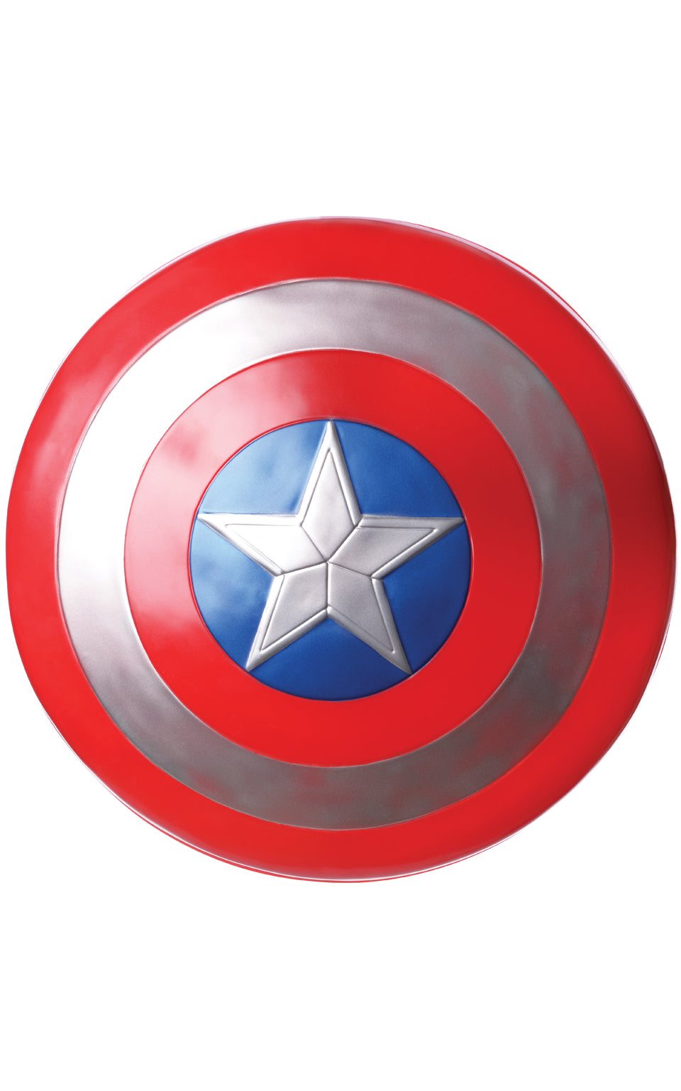 Red, silver and blue Captain America shield with white star, 61cm