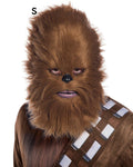 Person wearing the Chewbacca vinyl mask with long brown faux fur