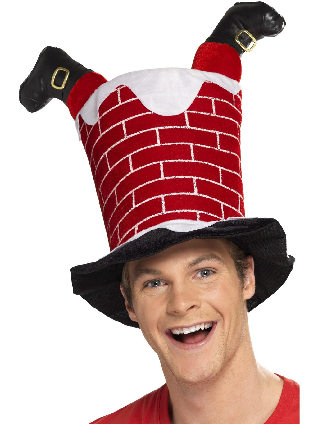 Santa stuck in chimney hat, alternate view