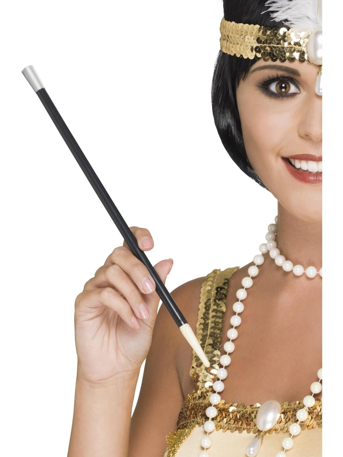 Black flapper cigarette holder, alternate view