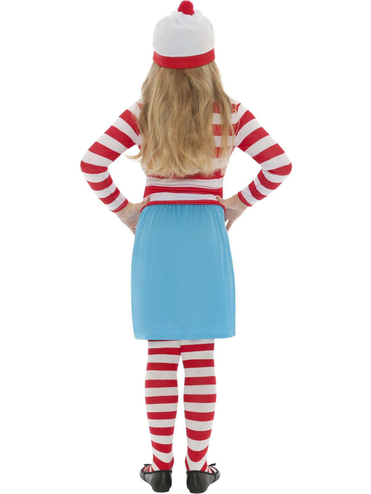 Back view of the Where's Wally? Wenda Costume, Child
