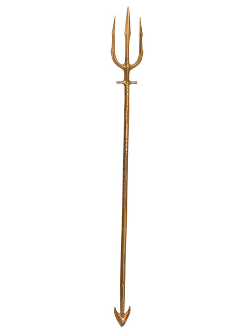 Gold three-pronged Aquaman trident in moulded plastic