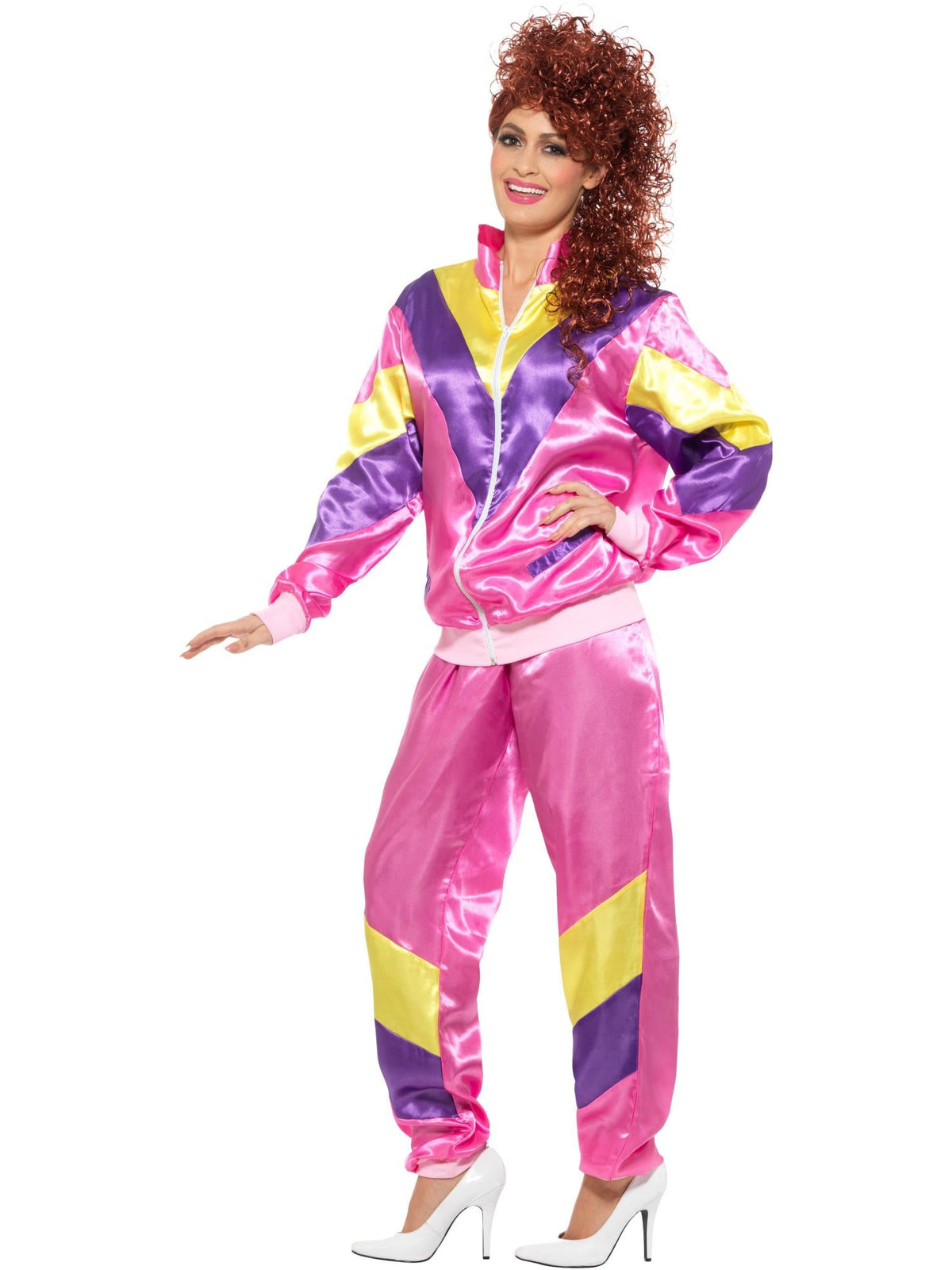 80s Height Of Fashion Women's Pink Shell Suit, Adult