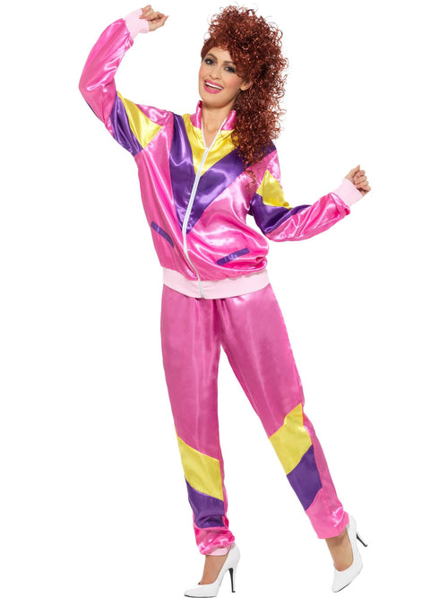 80s Height Of Fashion Women's Pink Shell Suit, Adult