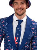 Man wearing a navy Australia flag satin tie with white stars