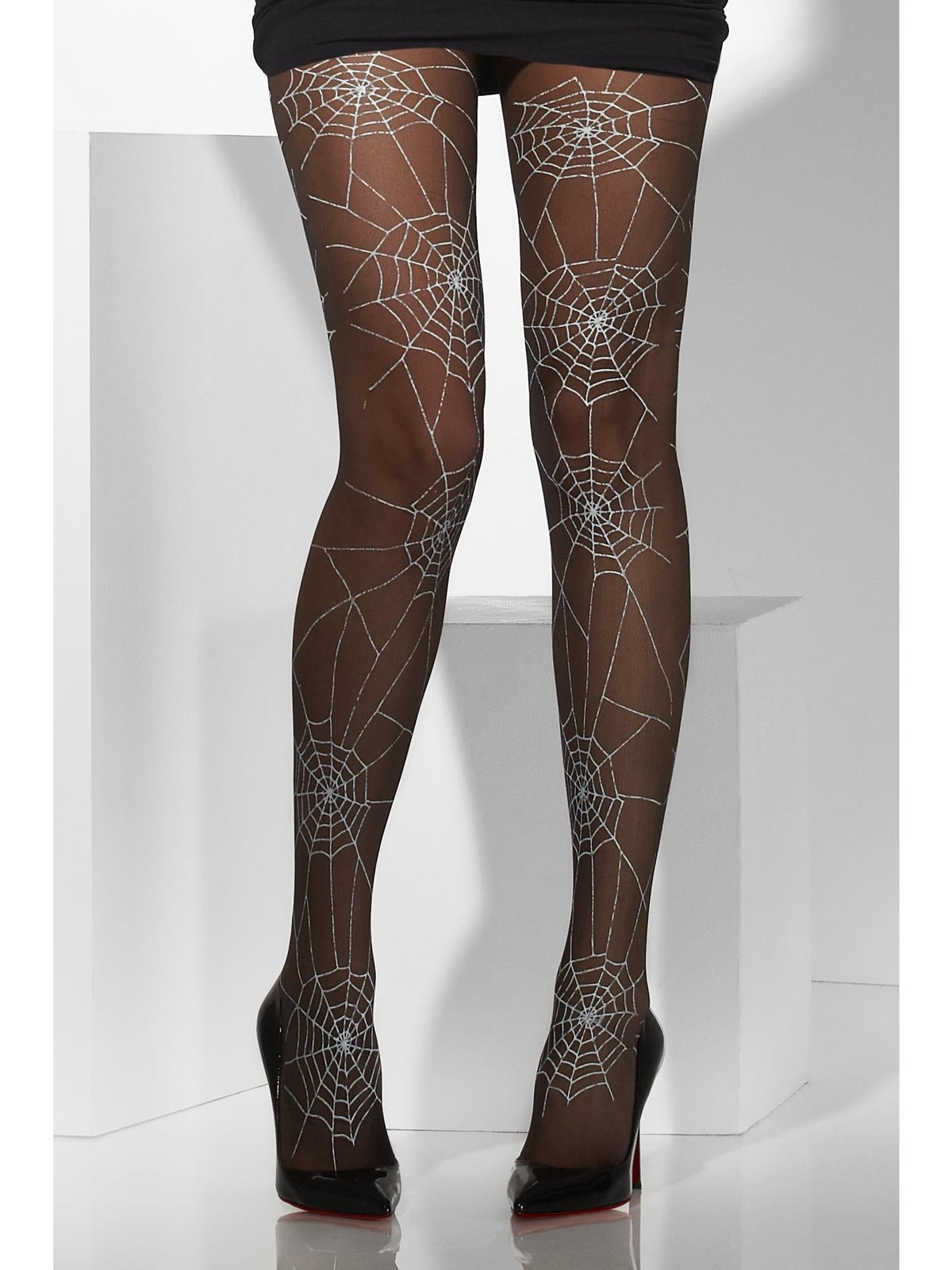 Spider web print tights, alternate view