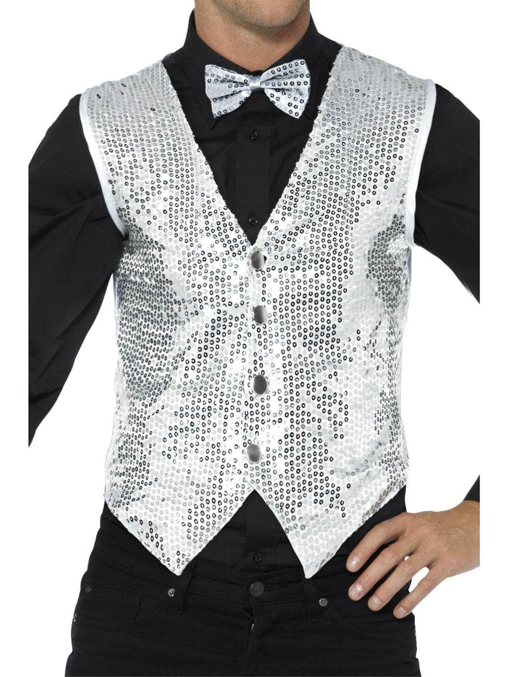 Waistcoat - Silver Sequin, Adult