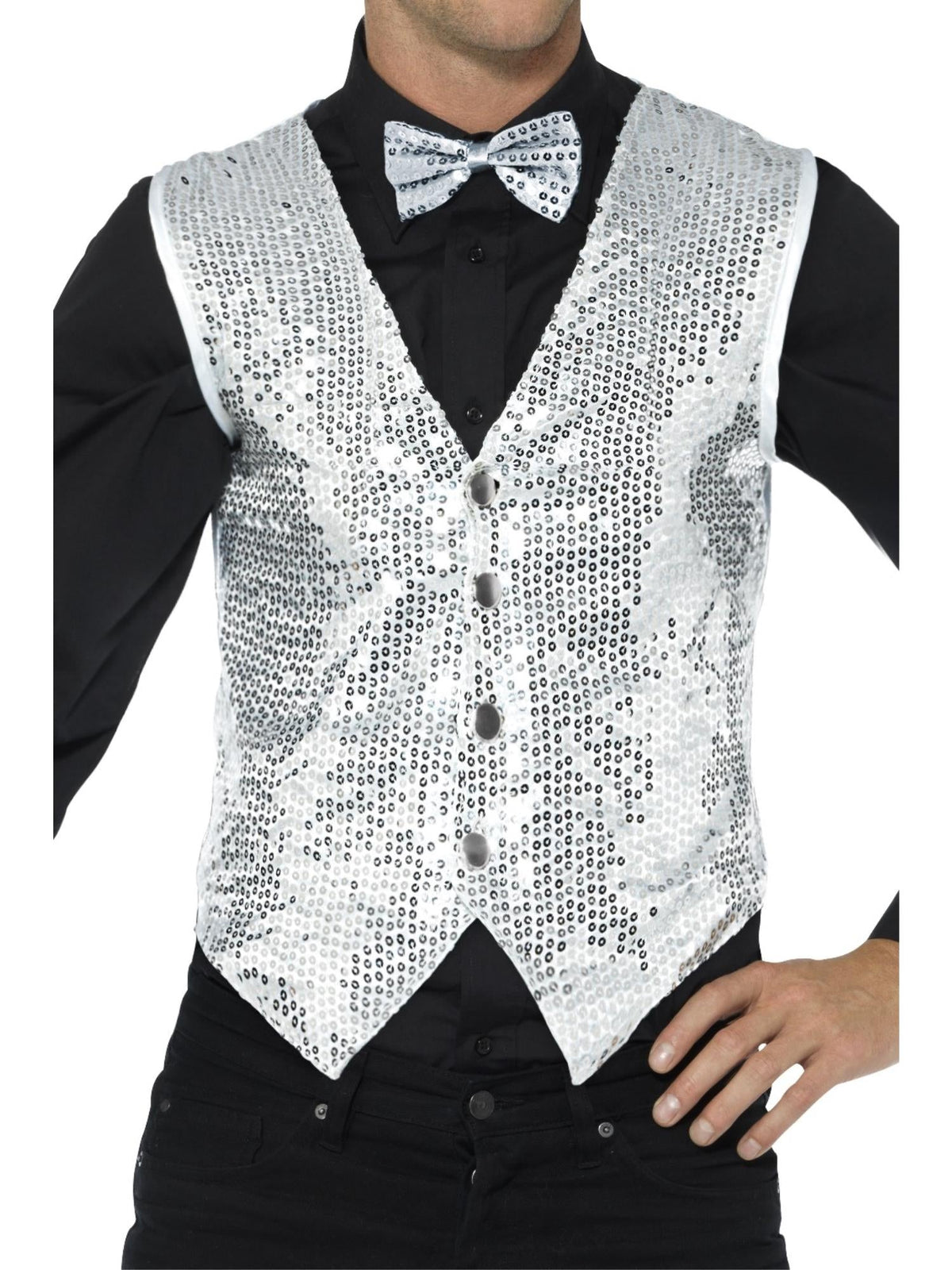 Waistcoat - Silver Sequin, Adult