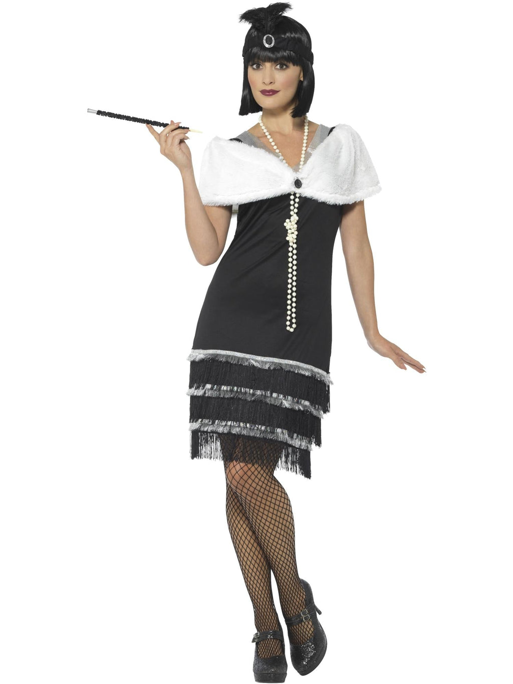 Flapper Deluxe Costume With Stole, Adult