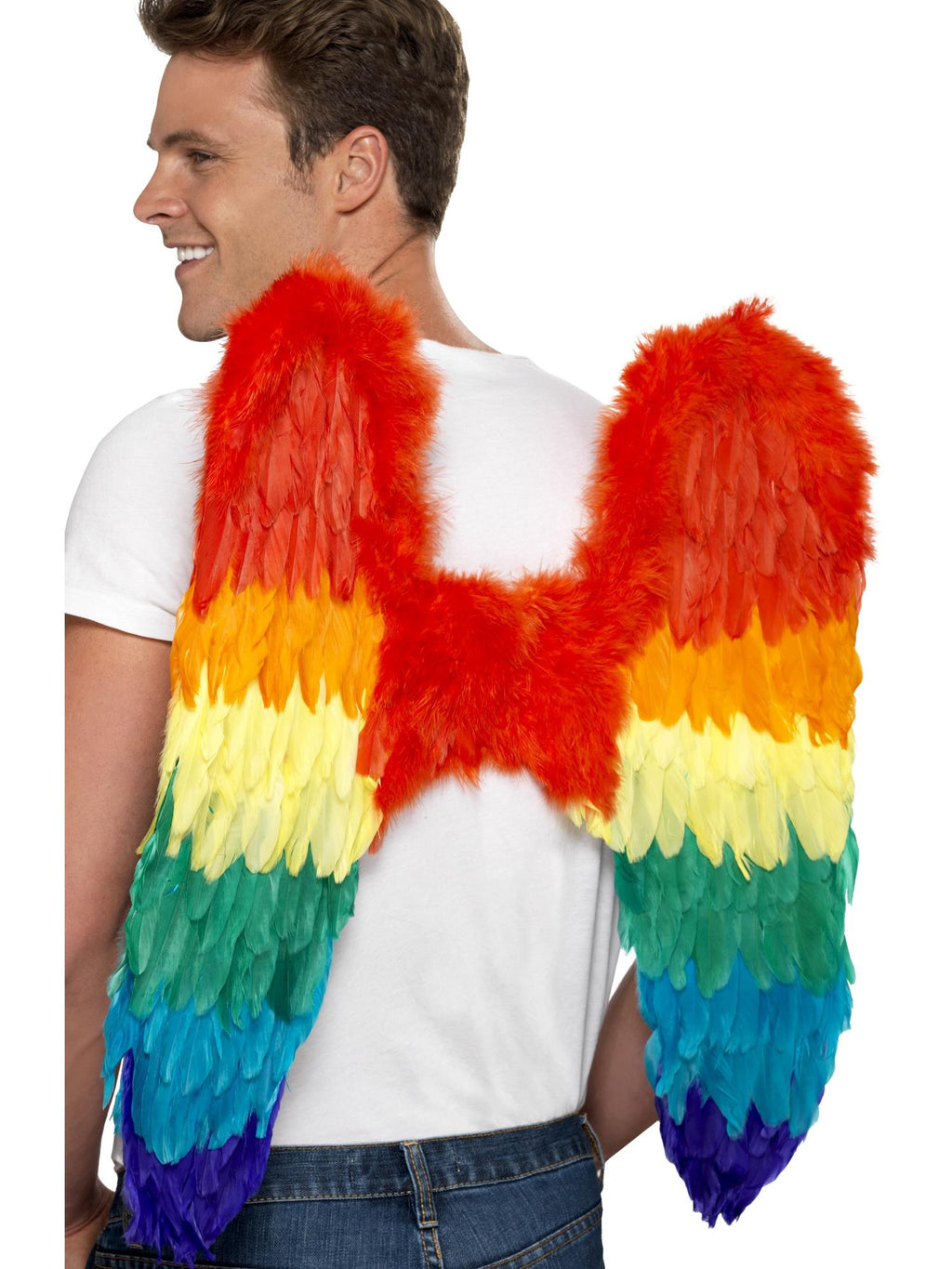 Rainbow feather wings, alternate back view