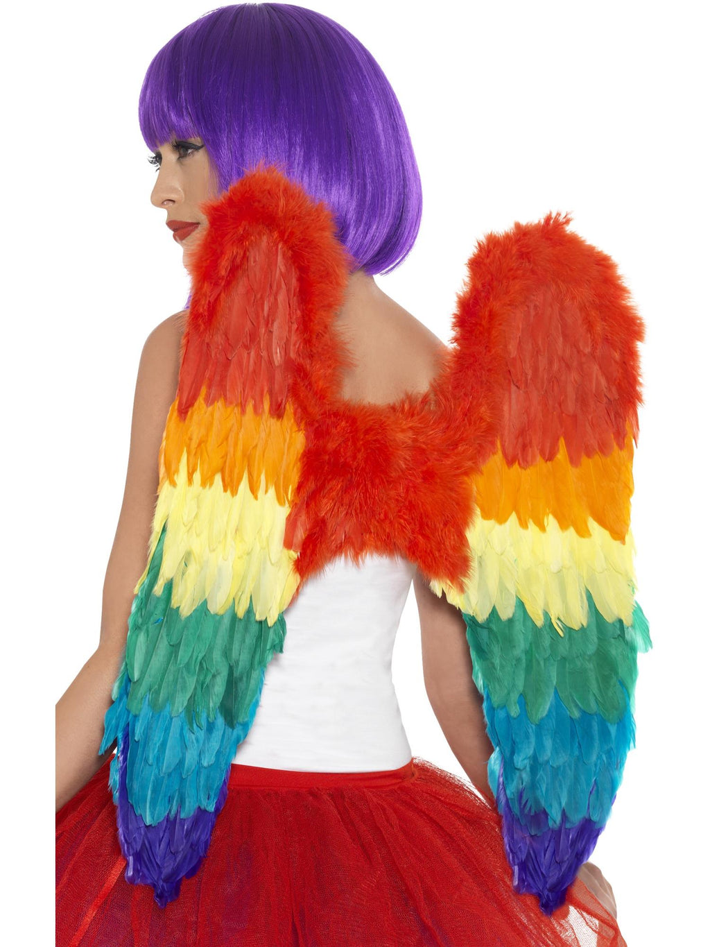 Rainbow feather wings, back view