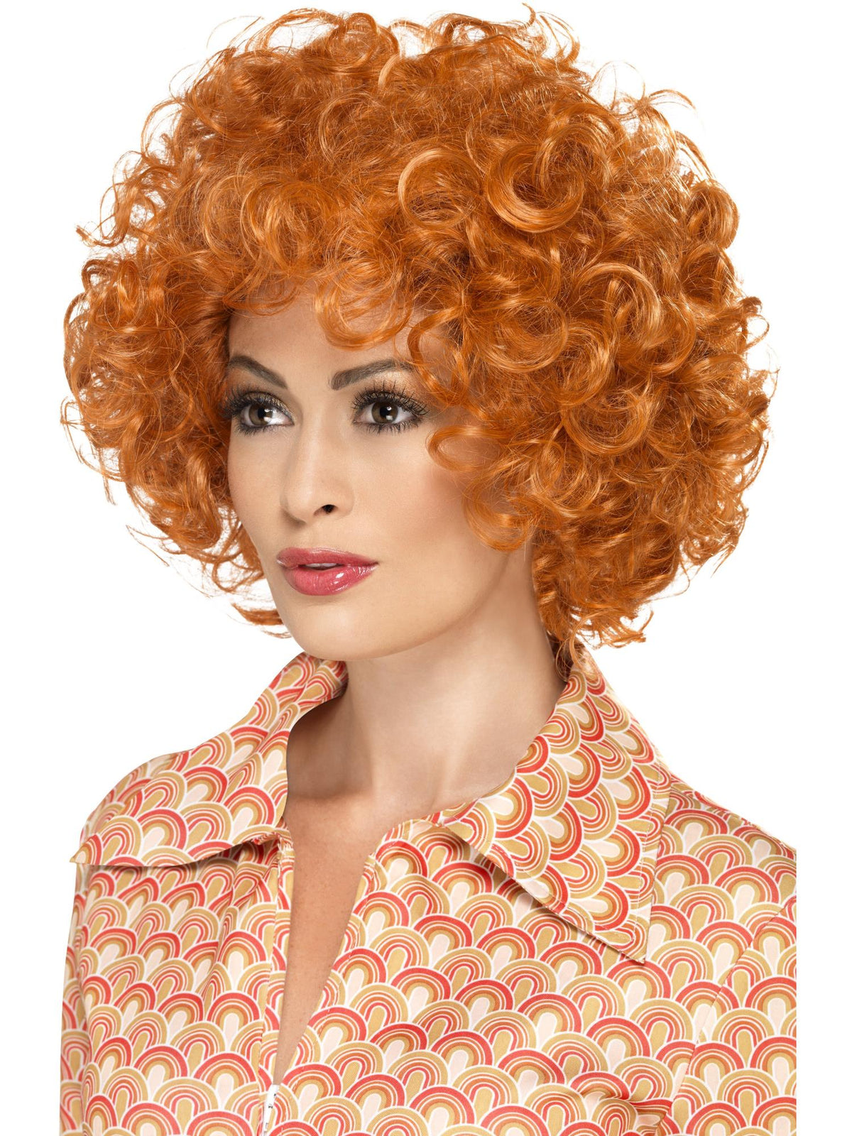 Curly ginger afro wig, alternate view