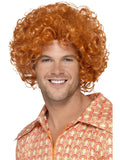 Man wearing a curly ginger afro wig