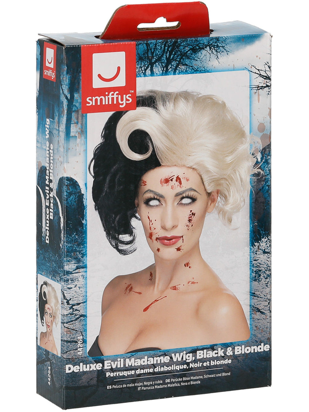 Evil madame wig in its retail packaging