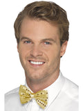 Man wearing a gold sequin bow tie