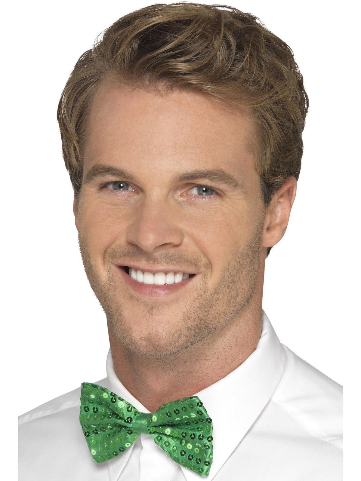 Green sequin bow tie, alternate view