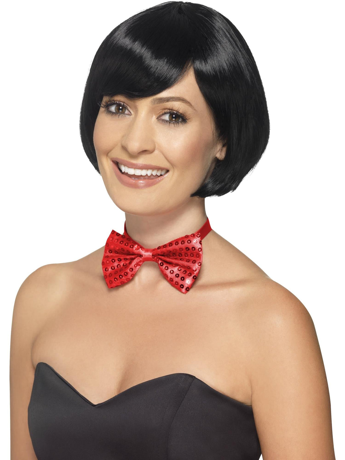 Red sequin bow tie, alternate view