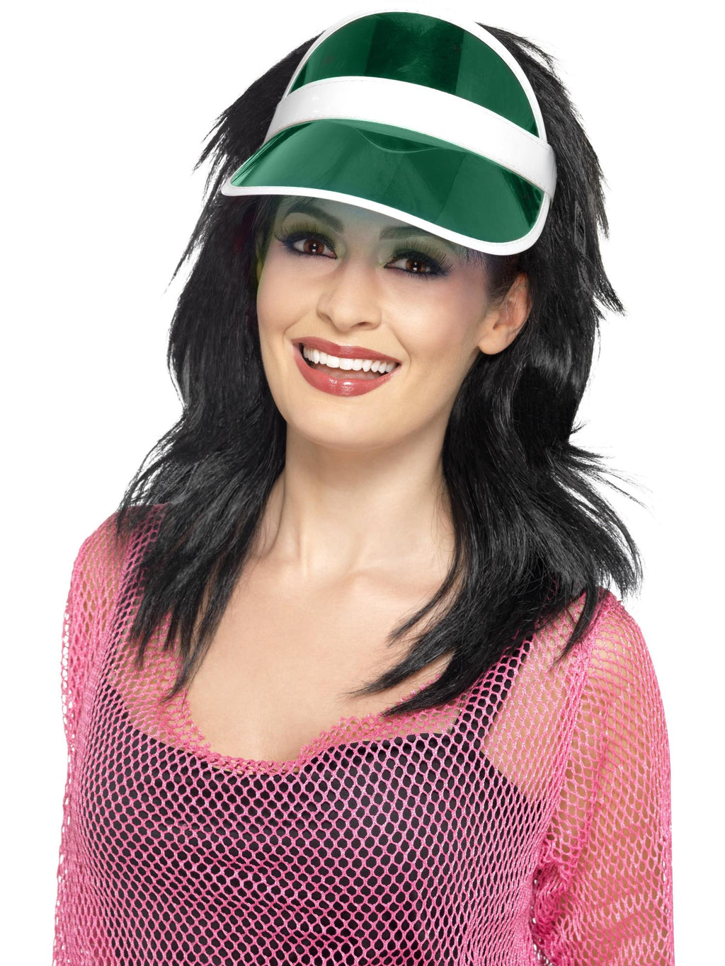Transparent green 80s sun visor with white trim