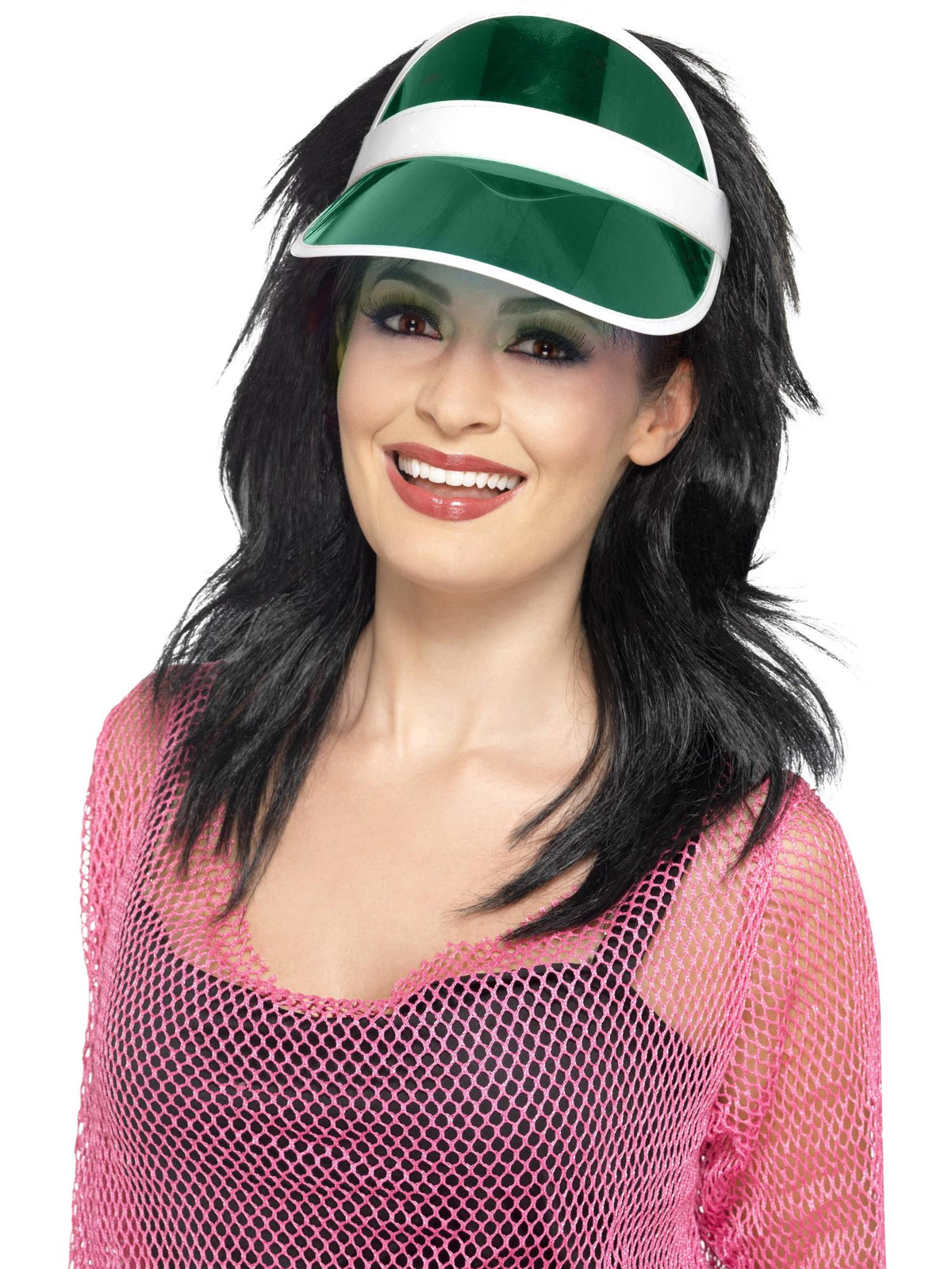 Transparent green 80s sun visor with white trim