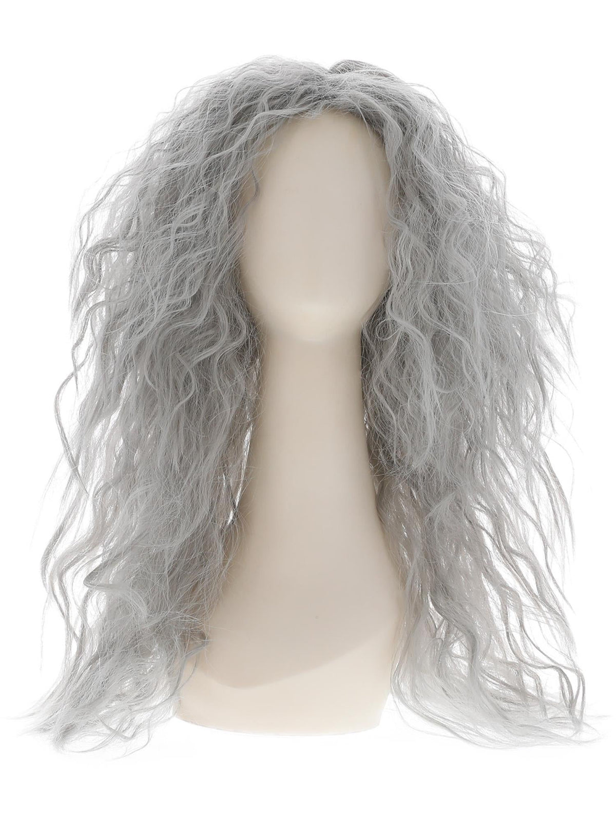 Long grey banshee wig shown on its own