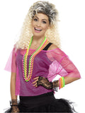 Neon pink 80s fishnet top