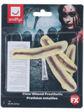 Latex claw wound prosthetics in their retail packaging