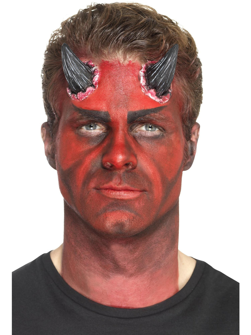 Black latex devil horns, alternate view