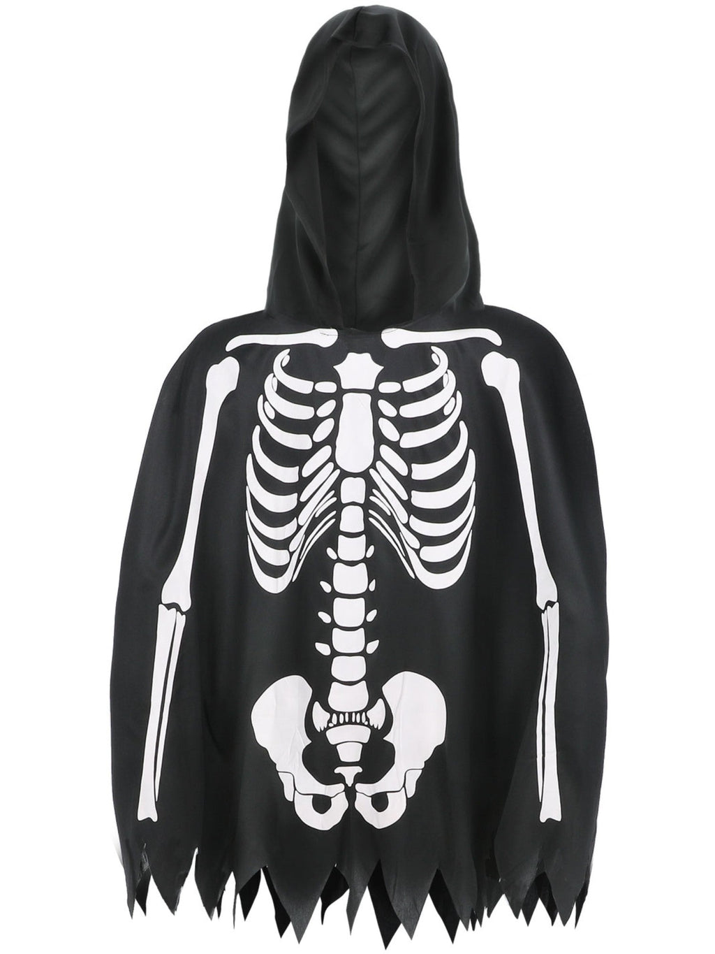 Skeleton hooded poncho and gloves shown on their own