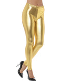 80s Metallic Gold Disco Leggings, Adult