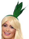 Woman wearing a green pineapple stalk headband