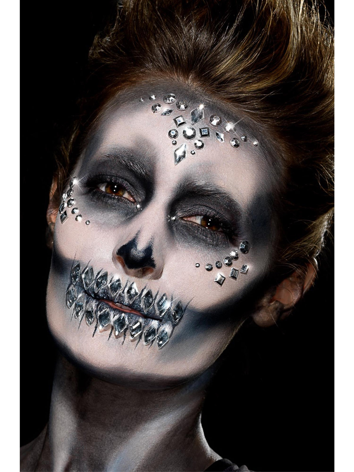 Silver jewel face gems, alternate view