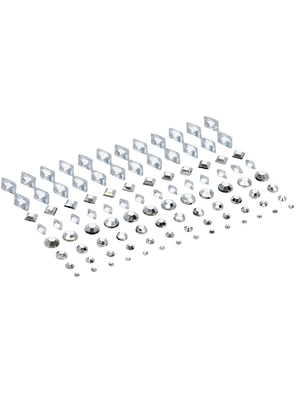 Sheet of silver jewel face gems shown on its own