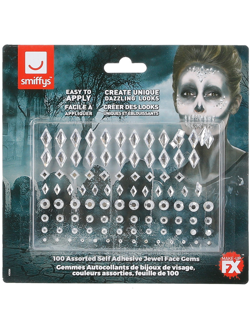 Silver jewel face gems in their retail packaging