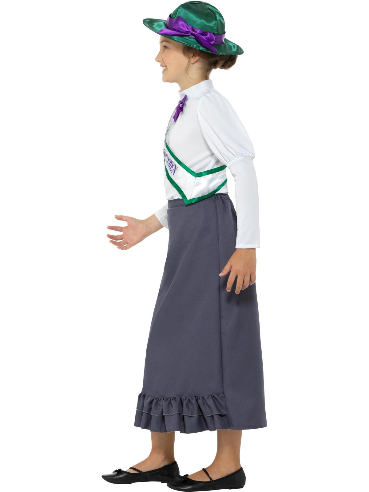 Side view of the Victorian Suffragette Costume, Child