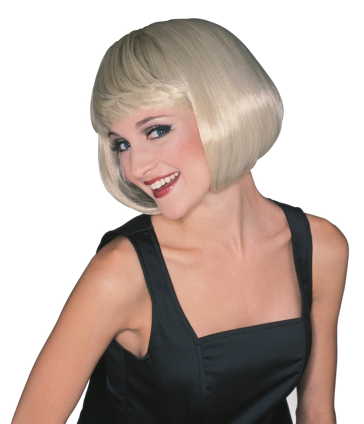 Short blonde bob wig with thick fringe