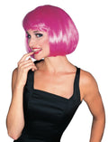 Short hot pink bob wig with thick fringe