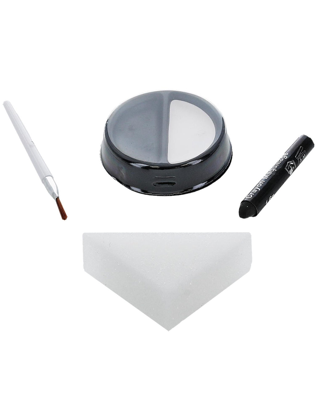 Skeleton face paint kit contents shown on their own