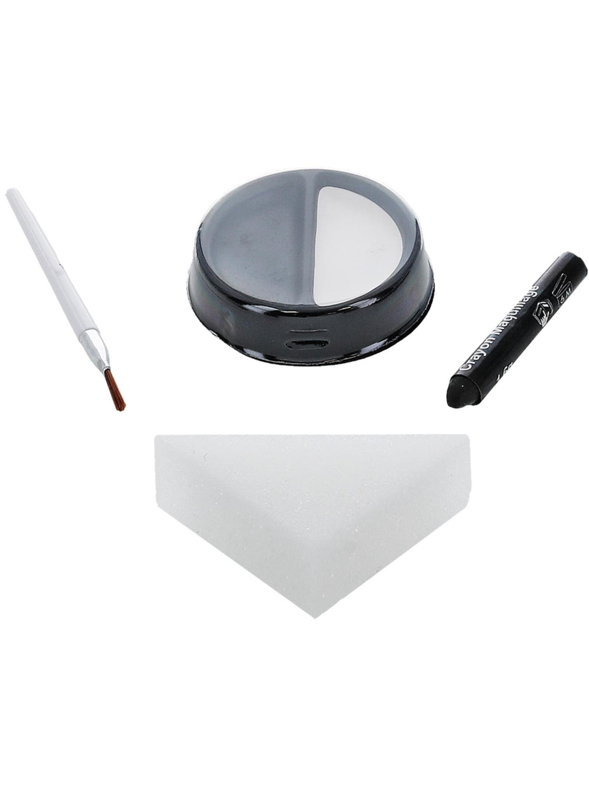 Skeleton face paint kit contents shown on their own