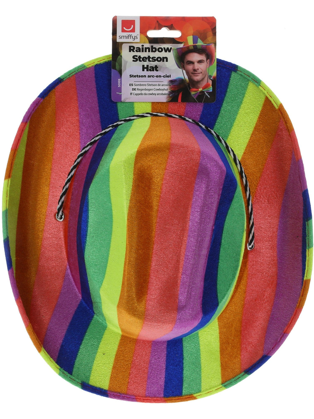 Rainbow stetson hat in its retail packaging
