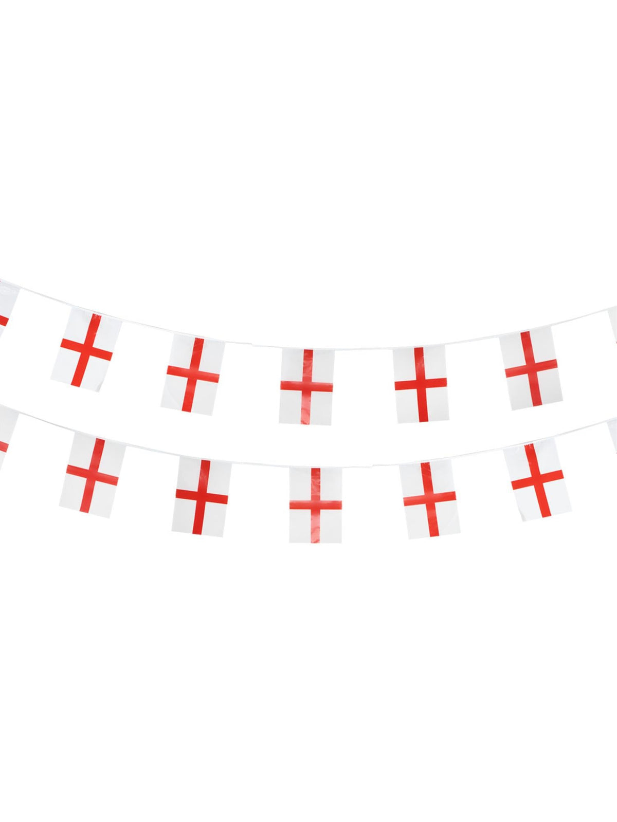 England flag bunting with red cross flags on a string