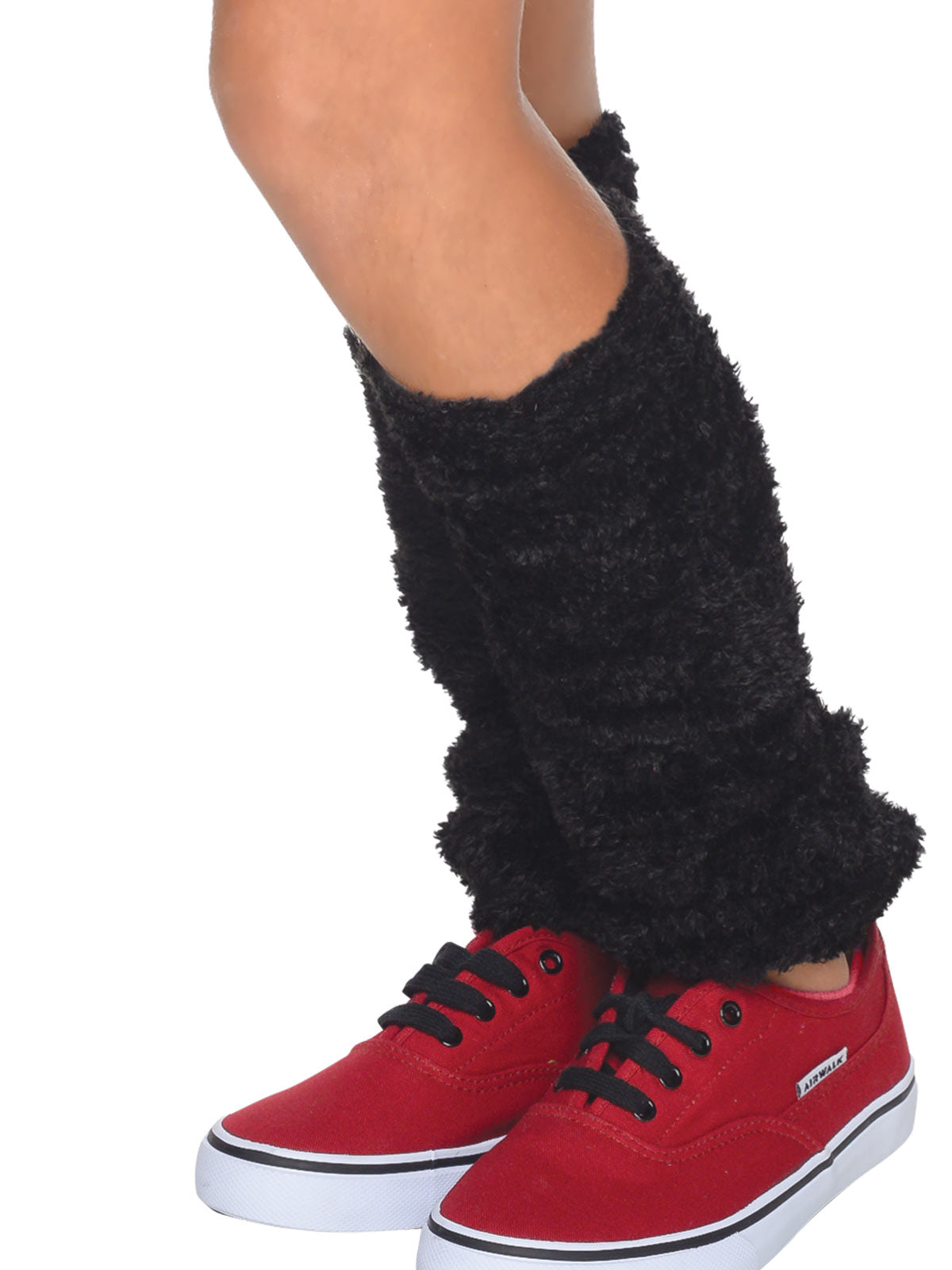 Close-up of the Pepe Le Pew black fabric leg warmers