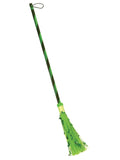 Metallic green glittery witch broom with hanging loop