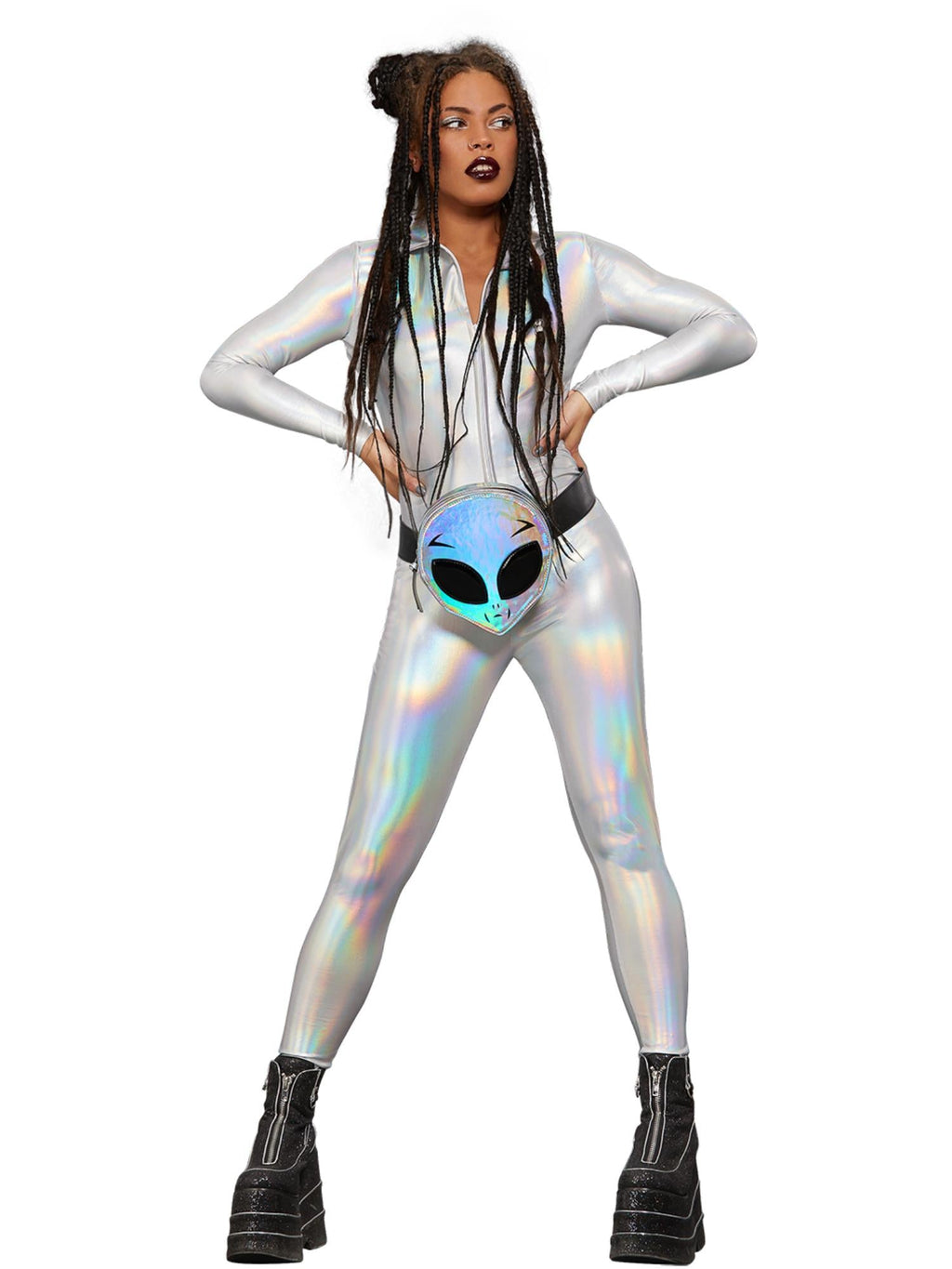 Fever Miss Whiplash Mirror Holographic Costume, Adult