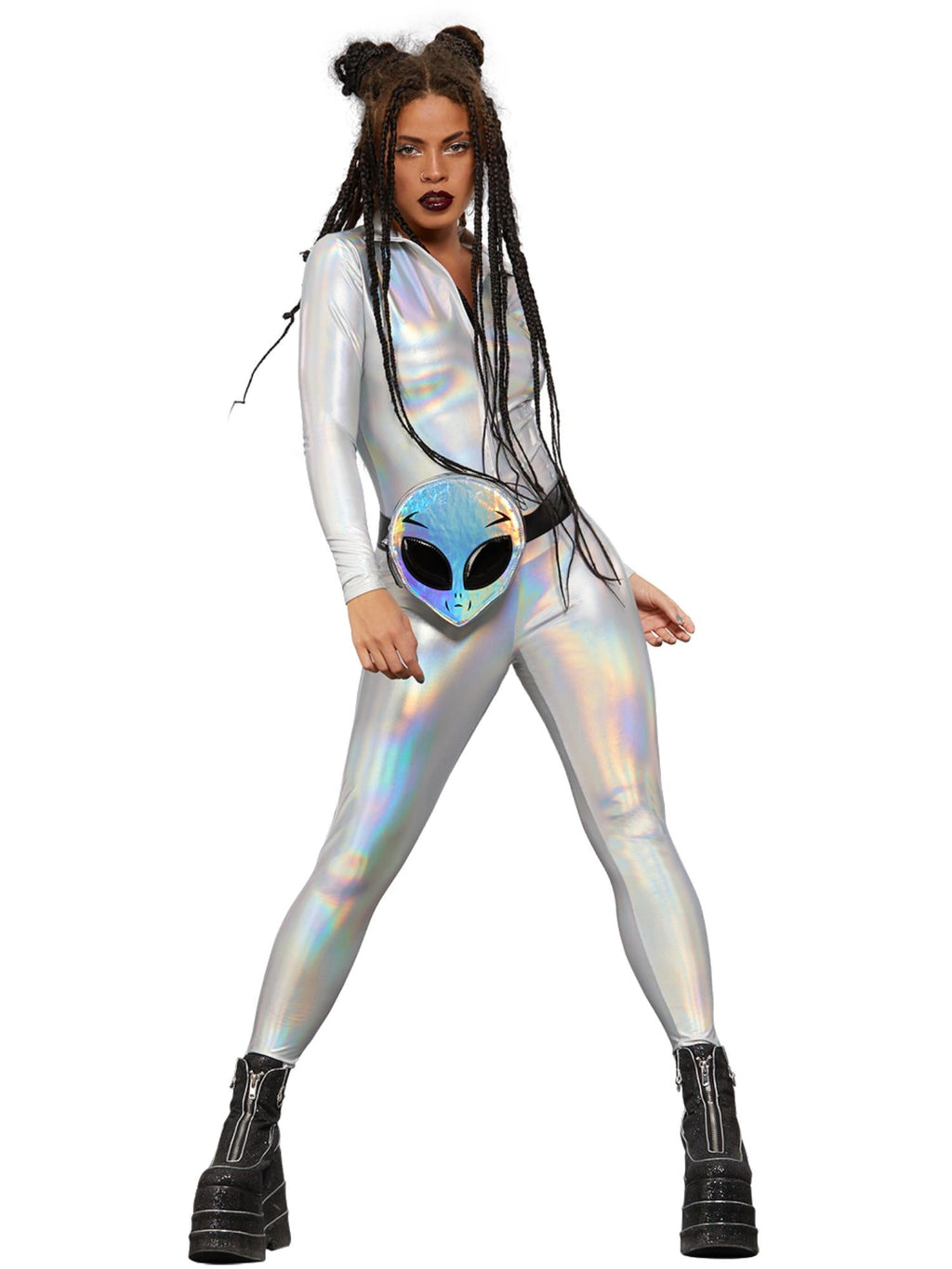 Fever Miss Whiplash Mirror Holographic Costume, Adult