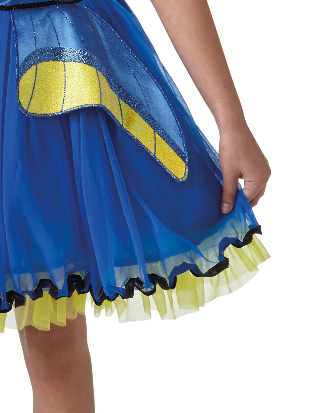 Close-up of the Dory tutu skirt with yellow fin detail