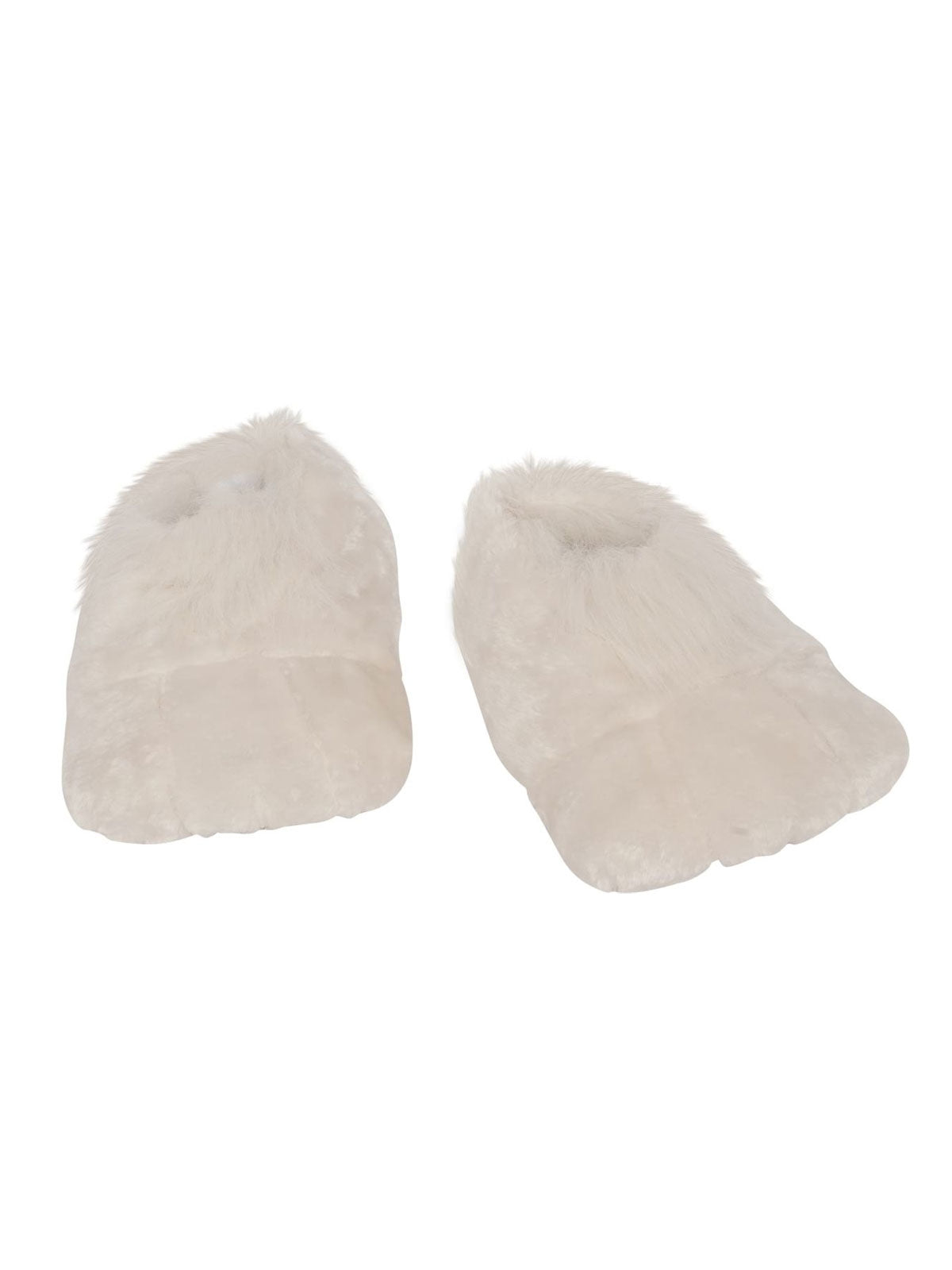 Pair of plush white faux fur bunny shoe covers