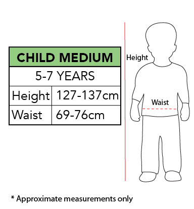 Size chart for the Foxy Five Nights at Freddy's Costume, Child